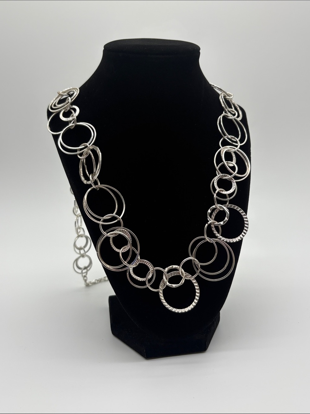 Daisy Fuentes Silver Multi-Ring Link Necklace 36" Long Layering